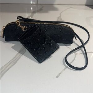 Coach Black Wristlet and Cardholder Set